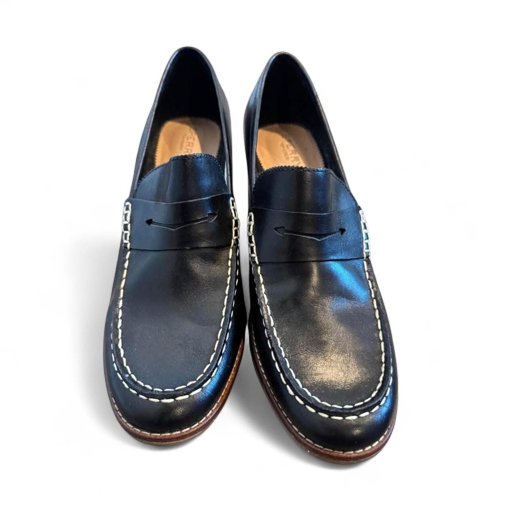 Sperry Leather Chunky Heel Office Siren Academia Preppy Heels
